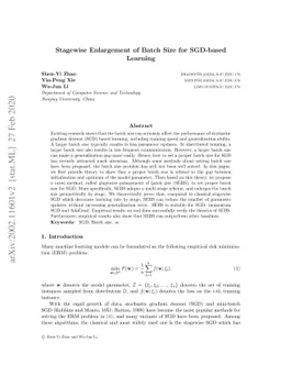 Stagewise Enlargement of Batch Size for SGD-based Learning