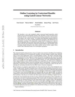 Online Learning in Contextual Bandits using Gated Linear Networks
