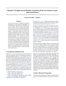 Marathi To English Neural Machine Translation With Near Perfect Corpus
  And Transformers
