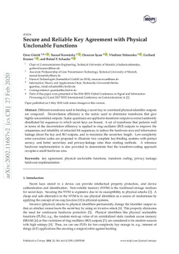 Secure and Reliable Key Agreement with Physical Unclonable Functions