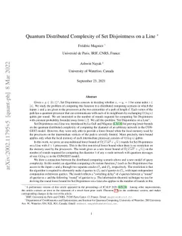 Quantum Distributed Complexity of Set Disjointness on a Line