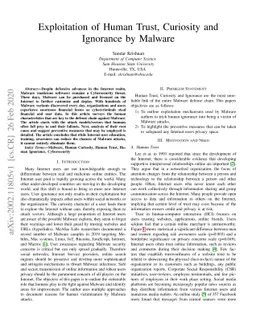Exploitation of Human Trust, Curiosity and Ignorance by Malware