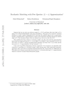 Stochastic Matching with Few Queries: $(1-\varepsilon)$ Approximation