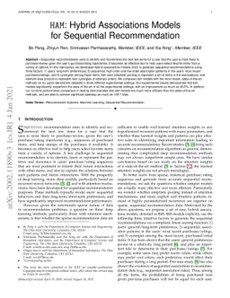 HAM: Hybrid Associations Models for Sequential Recommendation