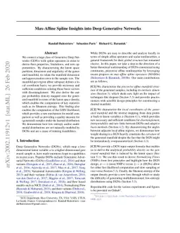 Max-Affine Spline Insights into Deep Generative Networks