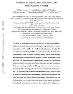 Autonomous robotic nanofabrication with reinforcement learning