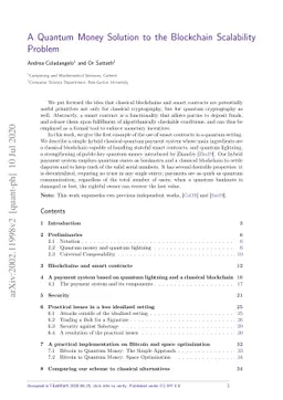 A Quantum Money Solution to the Blockchain Scalability Problem