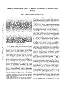 Training Adversarial Agents to Exploit Weaknesses in Deep Control
  Policies