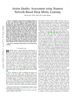 Action Quality Assessment using Siamese Network-Based Deep Metric
  Learning