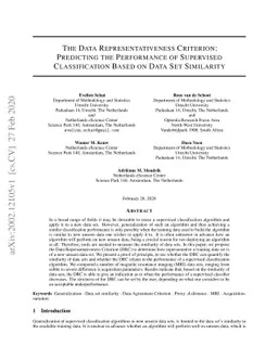 The Data Representativeness Criterion: Predicting the Performance of
  Supervised Classification Based on Data Set Similarity