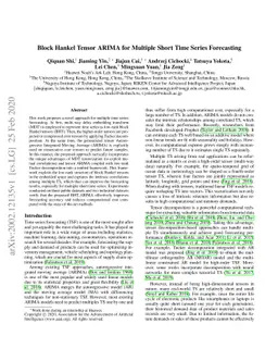 Block Hankel Tensor ARIMA for Multiple Short Time Series Forecasting