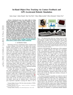 In-Hand Object Pose Tracking via Contact Feedback and GPU-Accelerated
  Robotic Simulation