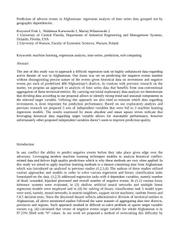 Prediction of adverse events in Afghanistan: regression analysis of time
  series data grouped not by geographic dependencies