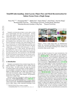 Total3DUnderstanding: Joint Layout, Object Pose and Mesh Reconstruction
  for Indoor Scenes from a Single Image