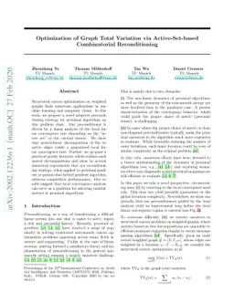 Optimization of Graph Total Variation via Active-Set-based Combinatorial
  Reconditioning