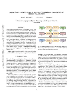 SkinAugment: Auto-Encoding Speaker Conversions for Automatic Speech
  Translation