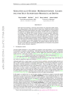 Semantically-Guided Representation Learning for Self-Supervised
  Monocular Depth