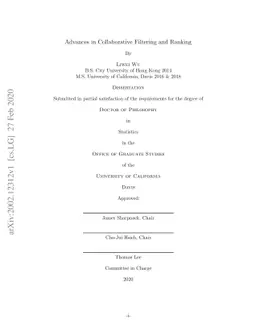 Advances in Collaborative Filtering and Ranking