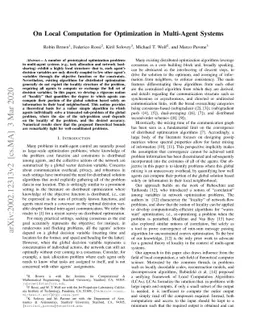 On Local Computation for Optimization in Multi-Agent Systems