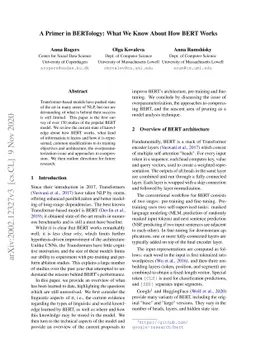 A Primer in BERTology: What we know about how BERT works