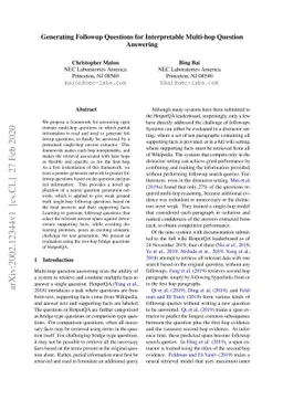 Generating Followup Questions for Interpretable Multi-hop Question
  Answering