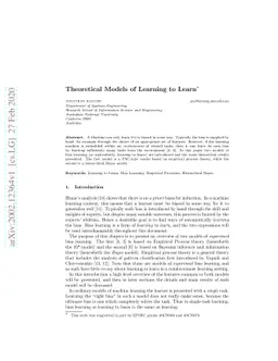 Theoretical Models of Learning to Learn