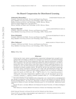 On Biased Compression for Distributed Learning