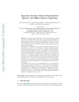 Quantum Attacks without Superposition Queries: the Offline Simon's
  Algorithm