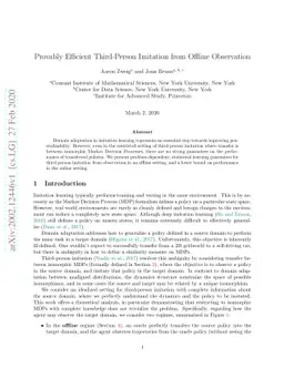 Provably Efficient Third-Person Imitation from Offline Observation