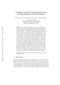 An efficient constraint based framework forhandling floating point SMT
  problems
