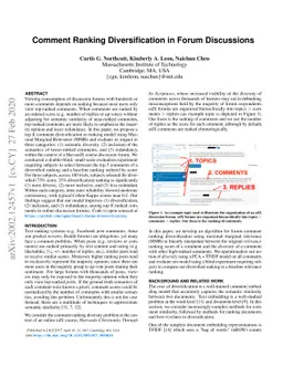 Comment Ranking Diversification in Forum Discussions
