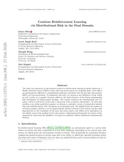 Cautious Reinforcement Learning via Distributional Risk in the Dual
  Domain