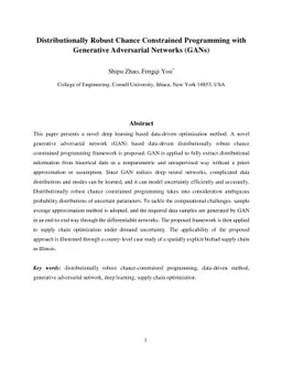 Distributionally Robust Chance Constrained Programming with Generative
  Adversarial Networks (GANs)