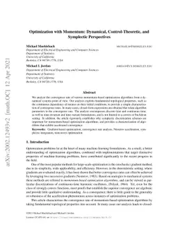 Optimization with Momentum: Dynamical, Control-Theoretic, and Symplectic
  Perspectives