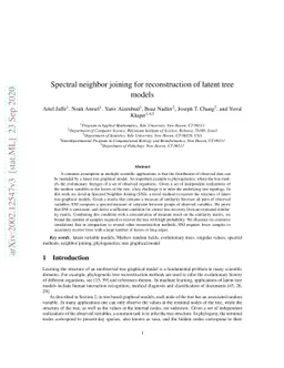 Spectral neighbor joining for reconstruction of latent tree models