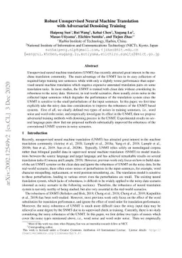 Robust Unsupervised Neural Machine Translation with Adversarial
  Denoising Training