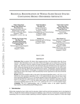 Regional Registration of Whole Slide Image Stacks Containing Highly
  Deformed Artefacts
