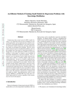 An Efficient Method of Training Small Models for Regression Problems
  with Knowledge Distillation