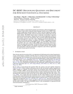 DC-BERT: Decoupling Question and Document for Efficient Contextual
  Encoding