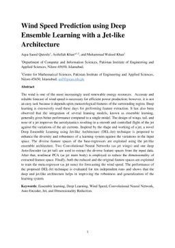 Wind Speed Prediction using Deep Ensemble Learning with a Jet-like
  Architecture