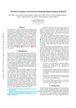 Towards Learning a Universal Non-Semantic Representation of Speech