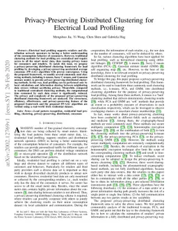 Privacy-Preserving Distributed Clustering for Electrical Load Profiling