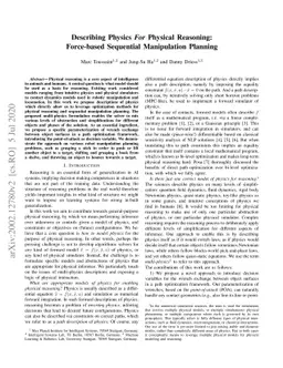 Describing Physics For Physical Reasoning: Force-based Sequential
  Manipulation Planning