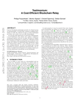 Testimonium: A Cost-Efficient Blockchain Relay