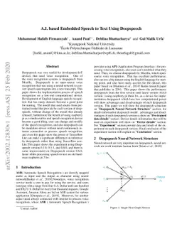 A.I. based Embedded Speech to Text Using Deepspeech