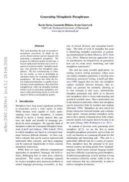 Metaphoric Paraphrase Generation