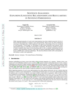 Sentence Analogies: Exploring Linguistic Relationships and Regularities
  in Sentence Embeddings