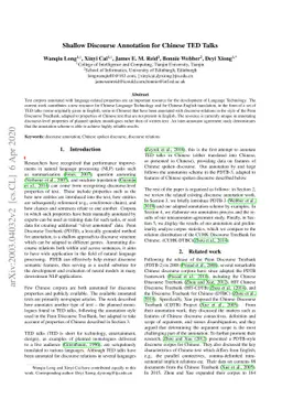 Shallow Discourse Annotation for Chinese TED Talks