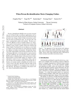 When Person Re-identification Meets Changing Clothes