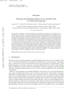 Selecting and Designing Grippers for an Assembly Task in a Structured
  Approach